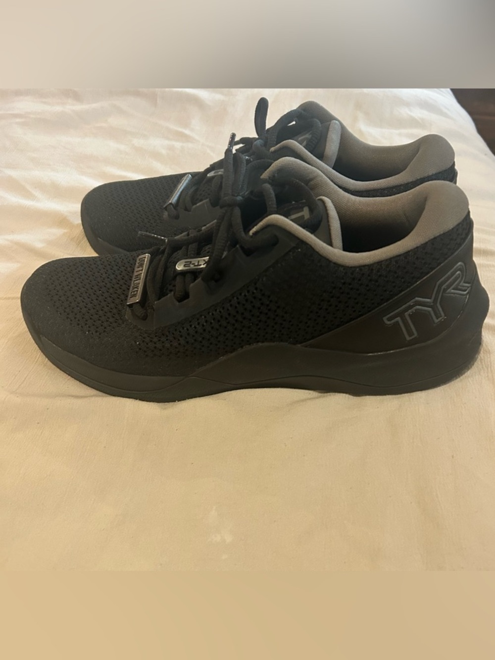 TYR Men's Black Athletic Lace-Up Sneakers with Gray Trim